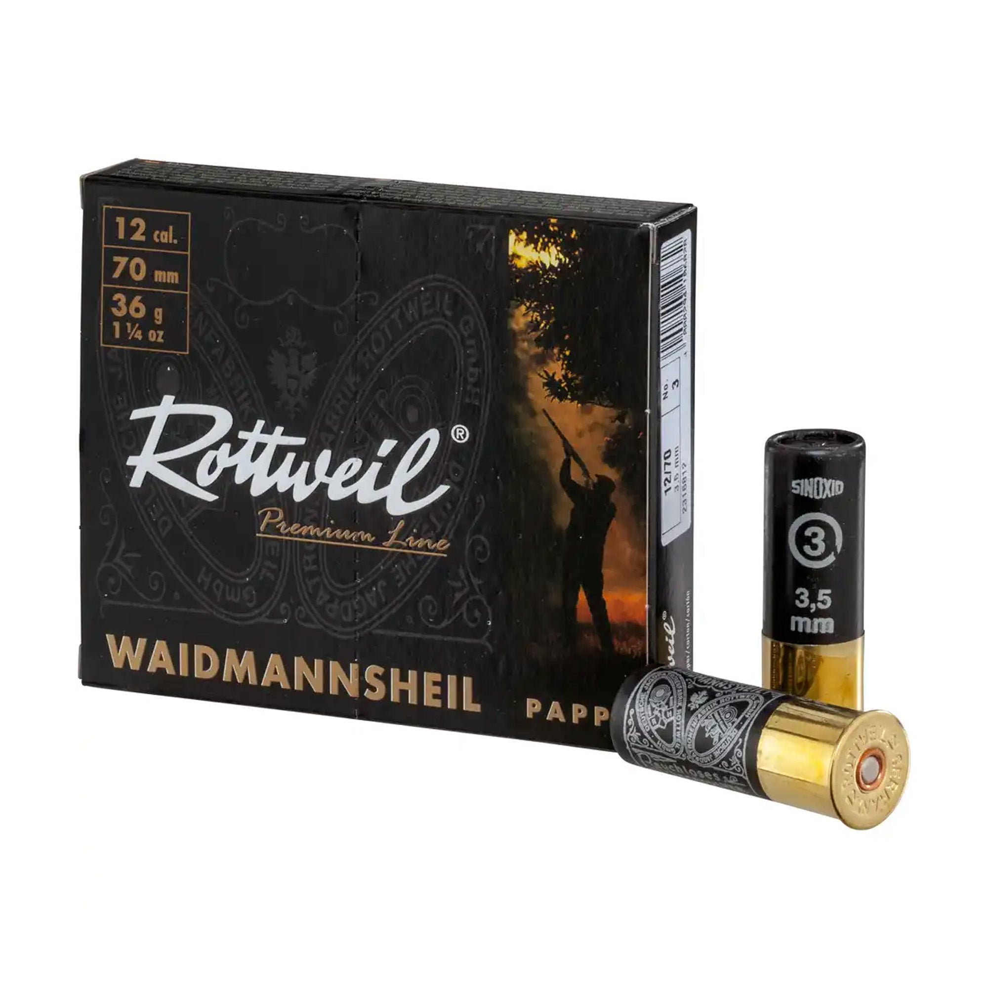 12/70 Waidmannsheil Pappe 3,5mm 36g Schrotpatronen