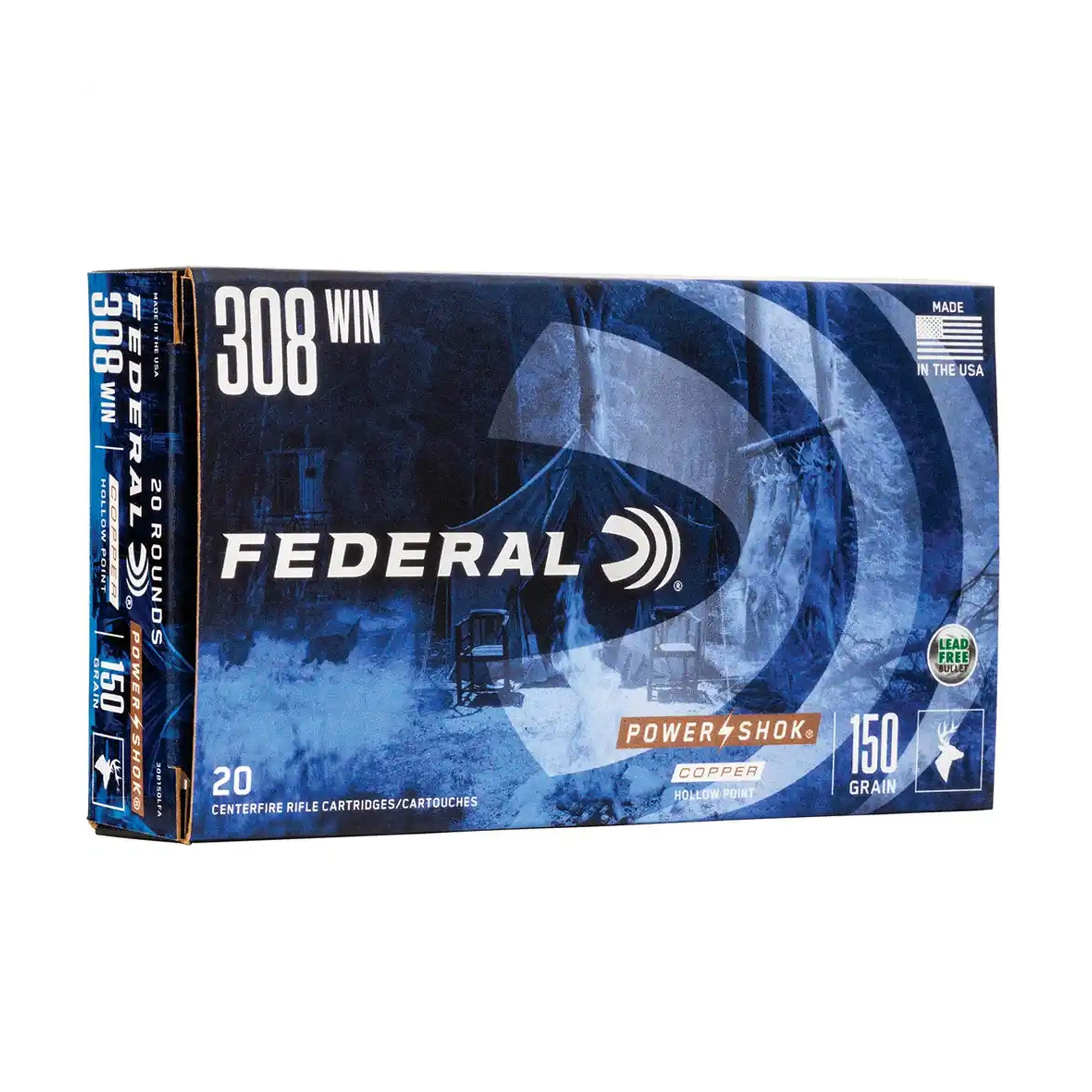.308 Win. Federal Power Shok Copper HP 9,7g/150grs. Kugelpatronen