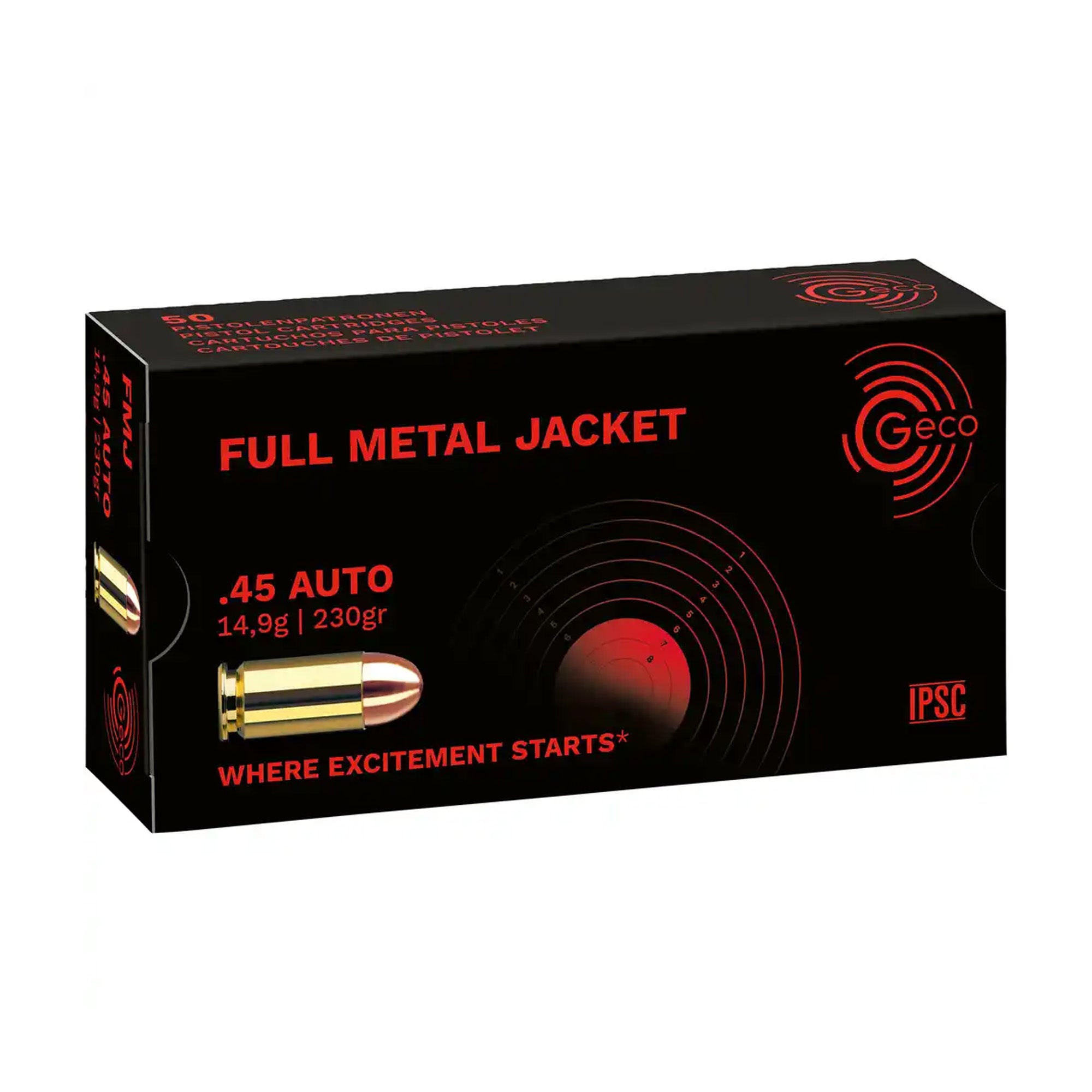 Geco 45 ACP Vollmantel 14,9g/230grs. Pistolenmunition