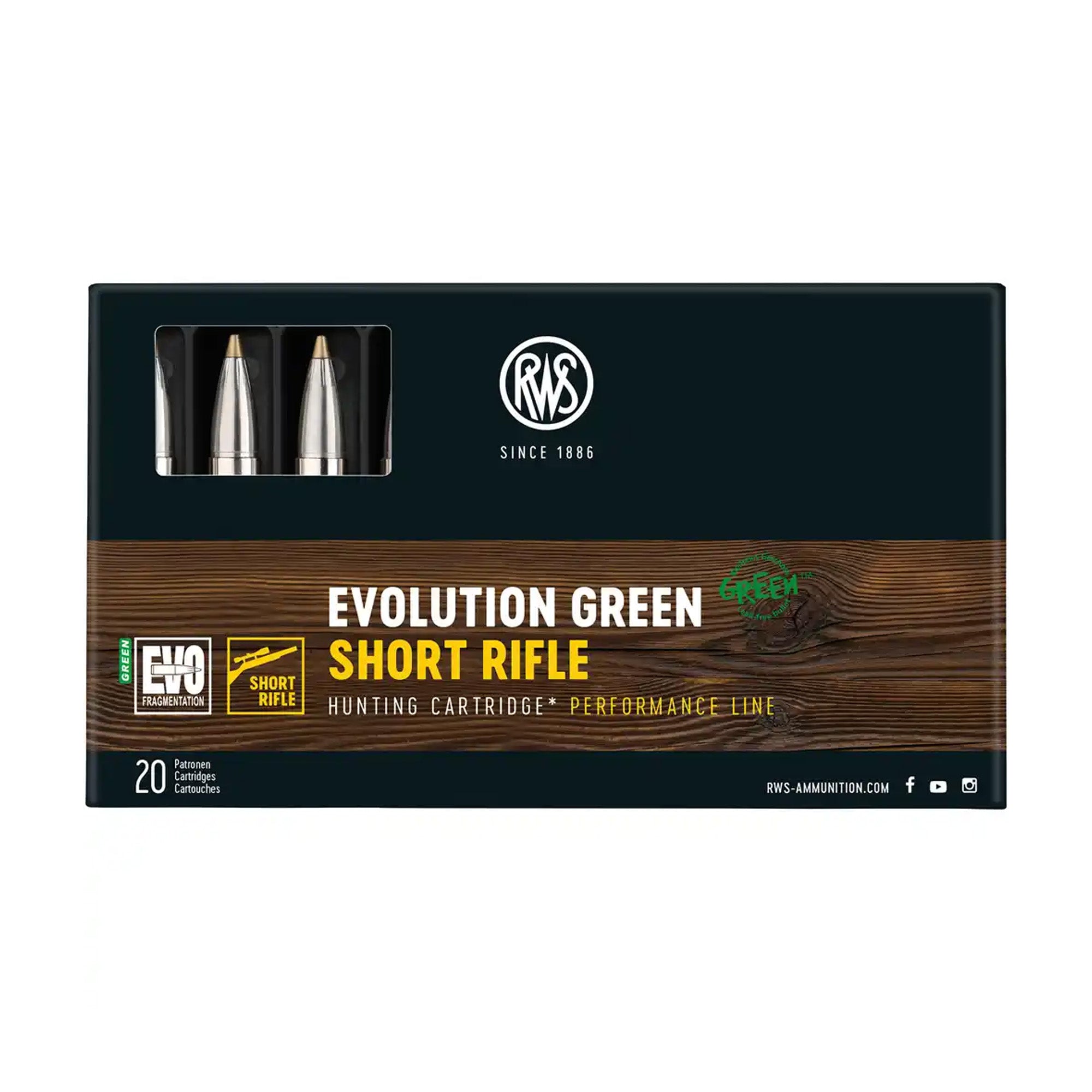 .308 Win. Short Rifle Evolution Green 9,0g/139grs. Kugelpatronen