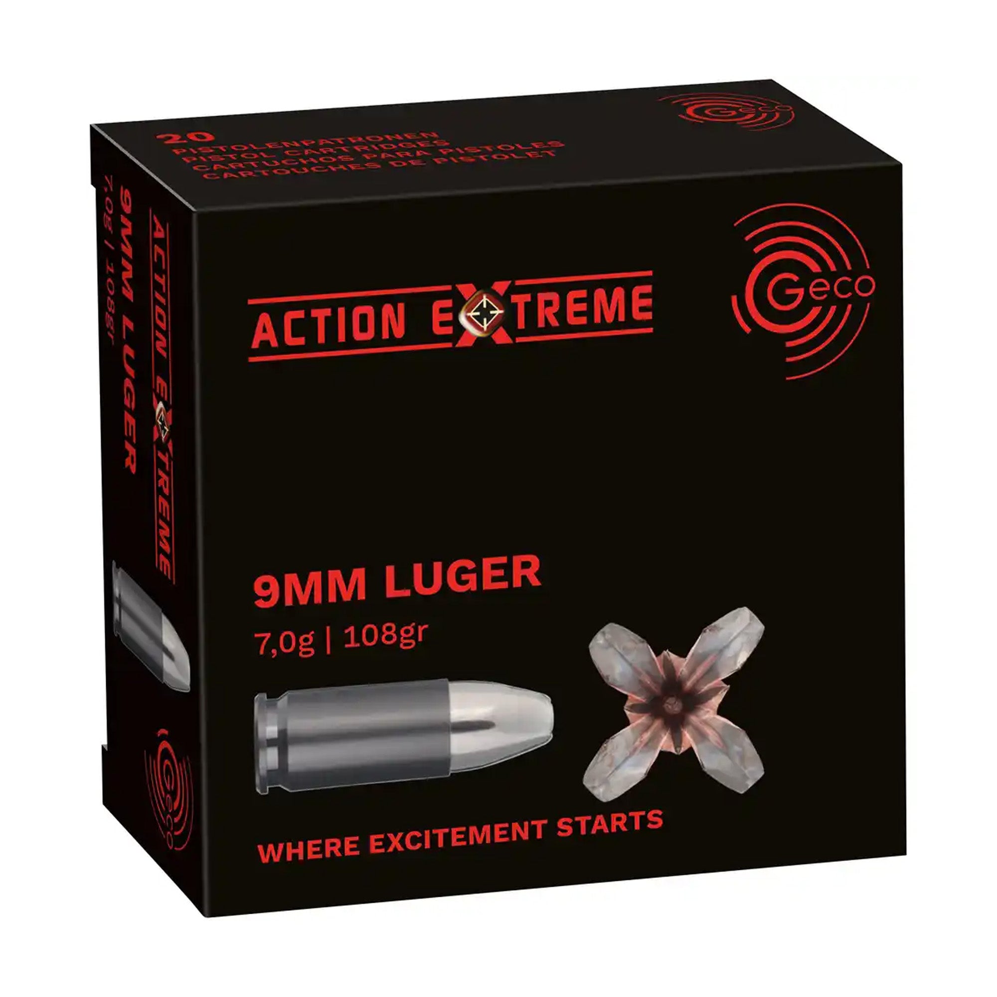 9 mm Luger Action Extreme 7,0g/108grs. Pistolenmunition