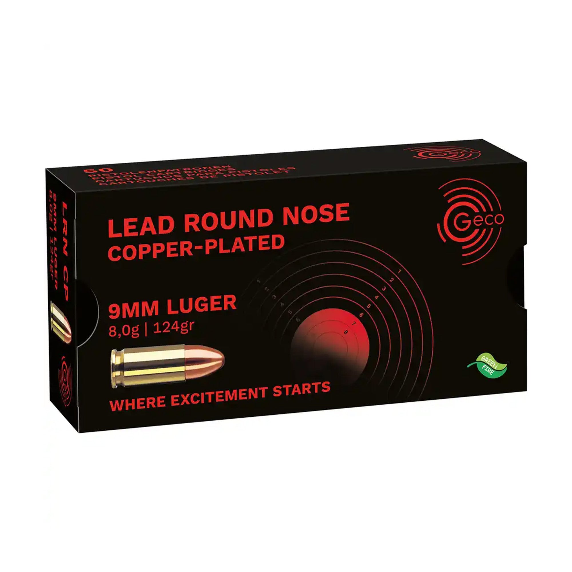 9 mm Luger Blei Rk verkupfert 8,0g/124grs. Pistolenmunition