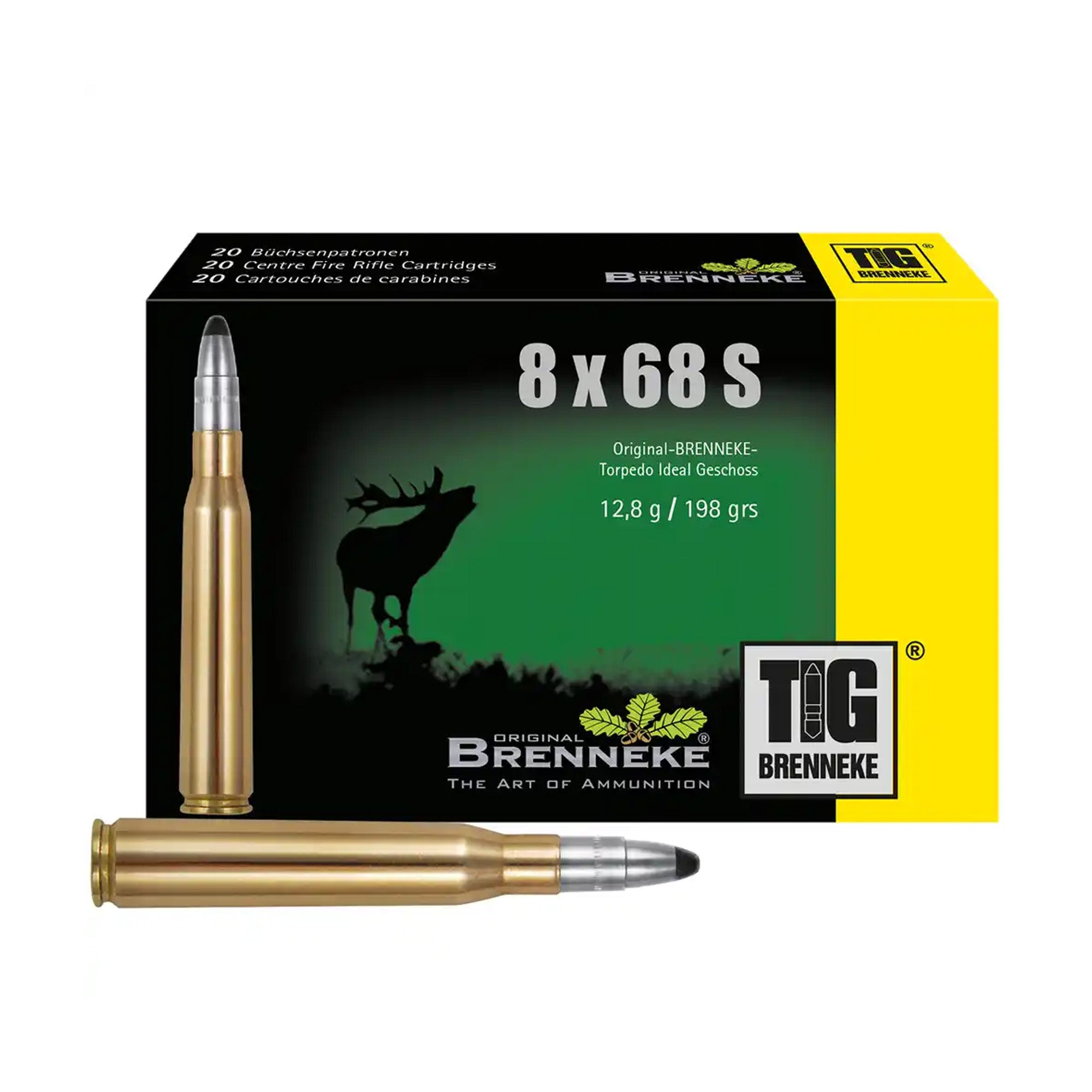 8x68 S TIG 12,8g/198grs. Kugelpatronen