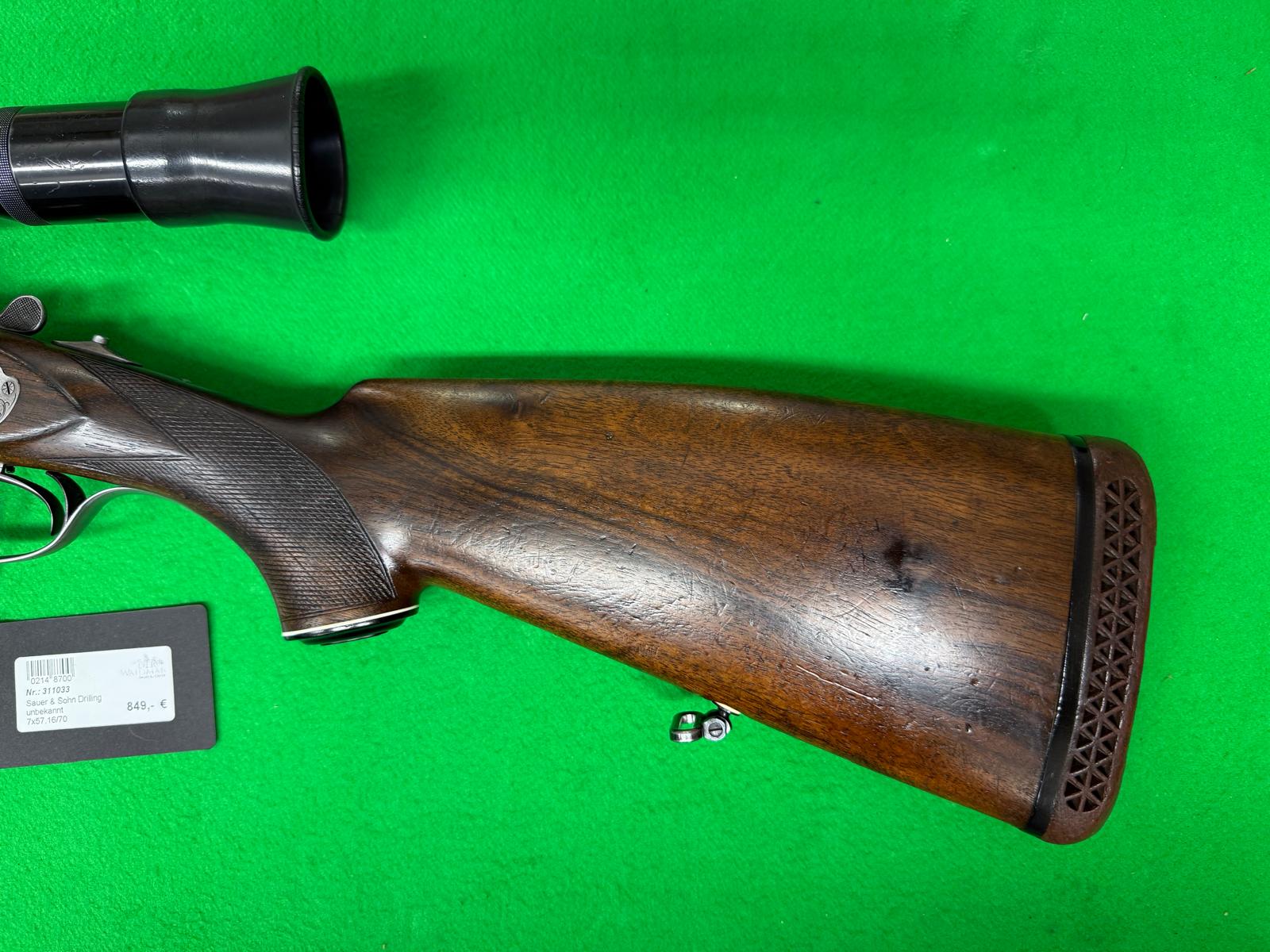 Sauer & Sohn Drilling Links 7x57R, 16/70, .22Mag mit ZF 1,75-6x35